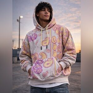 Bananas Monkey Pullover Hoodie Bone paisley Yellow men’s size XXL